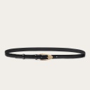 Thin belt with a buckle, black croco pattern